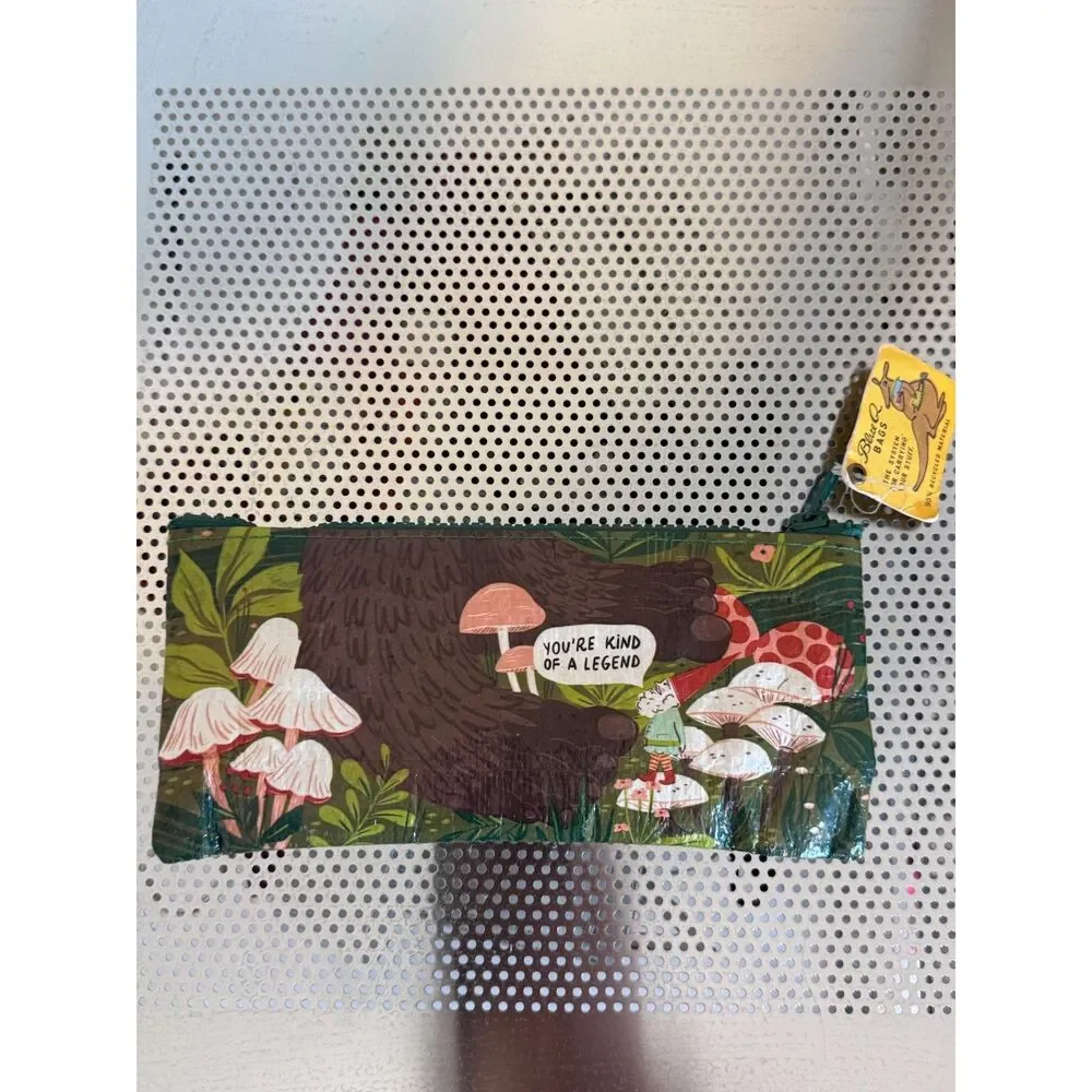 Blue Q Gnome Mushroom Forest Pencil Makeup Bag Bigfoot You Are a Legend NWT Cute